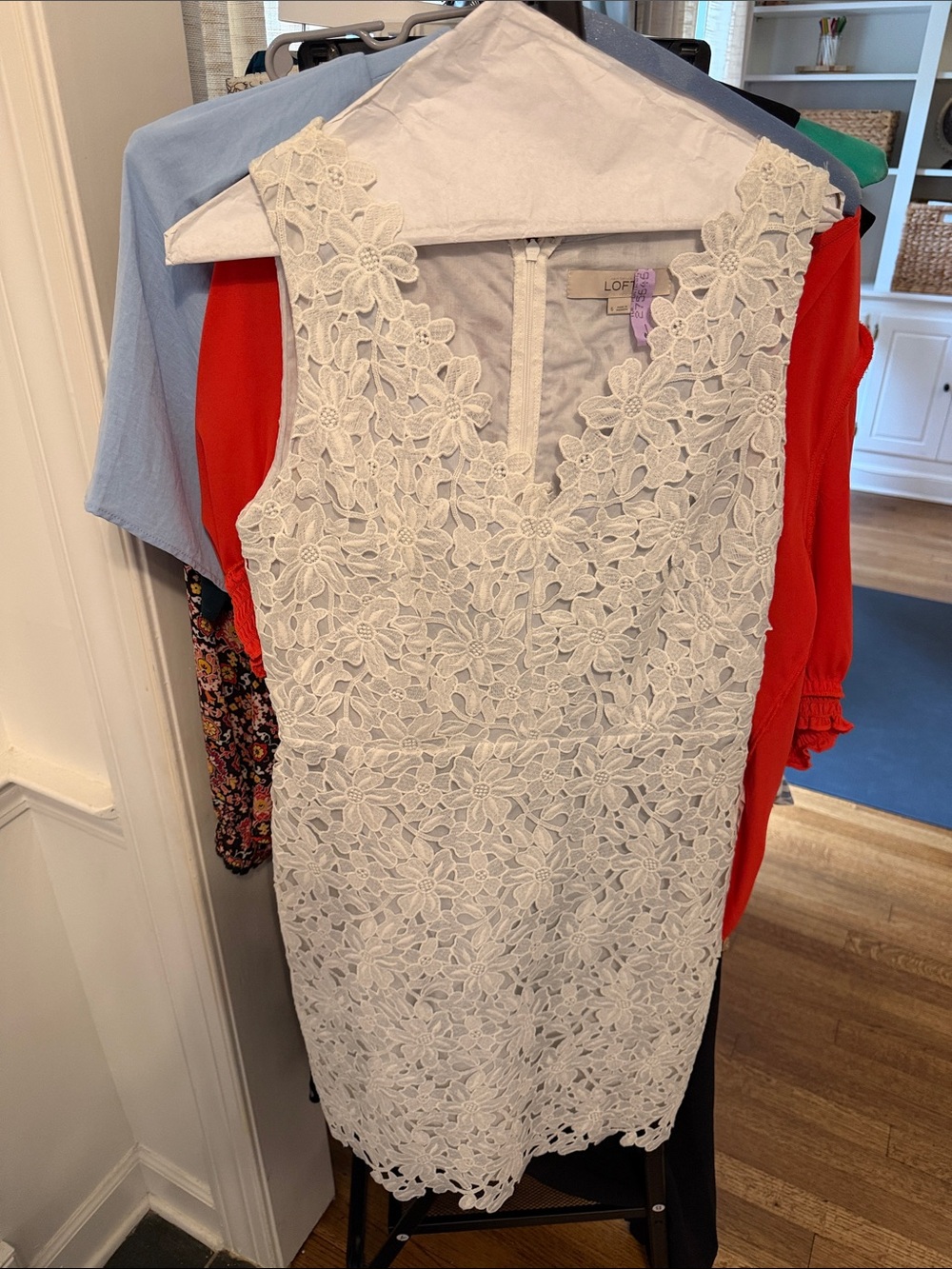 LOFT White Floral Lace Camisole Dress